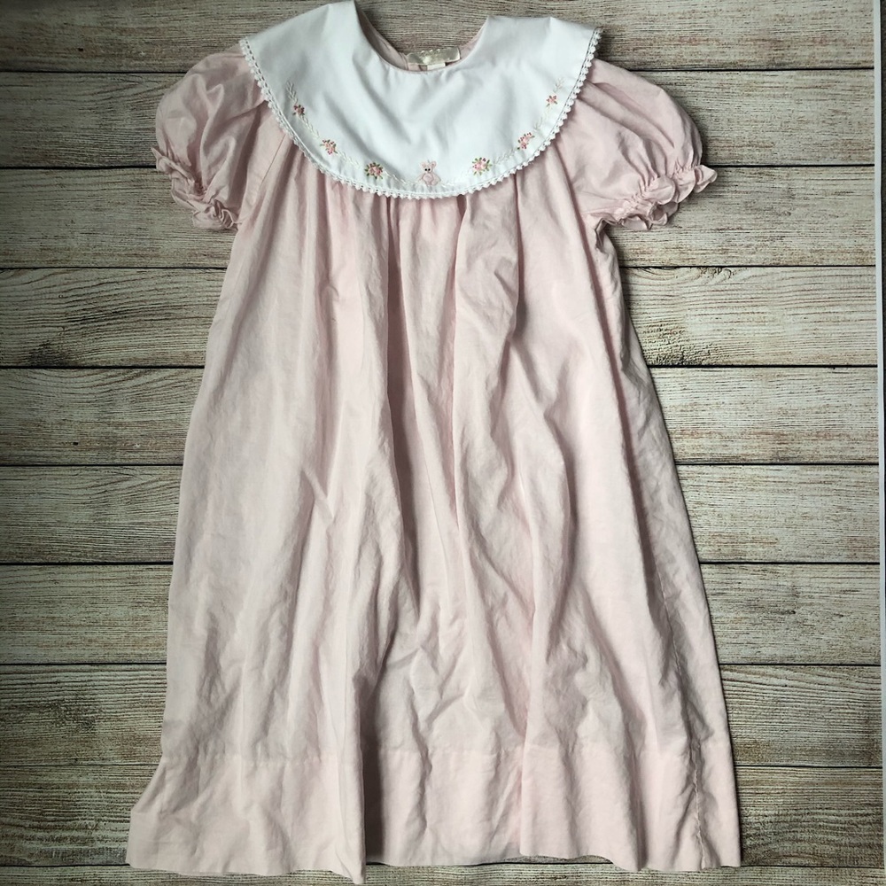 Rosalina Pink Easter Dress w/ Embroidered Bunnies